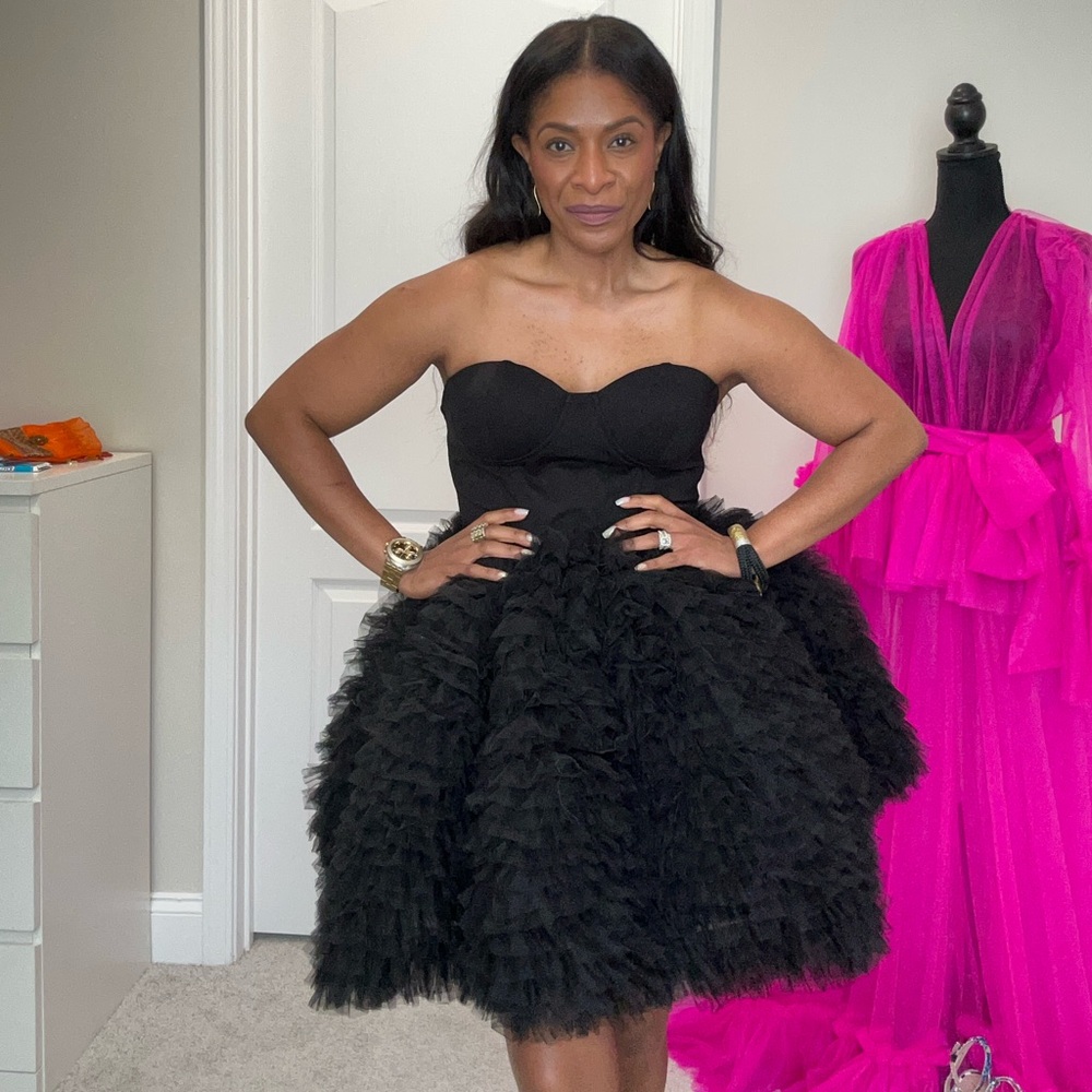 Elegant Ruffle Mini Dress - Picture 2 of 8